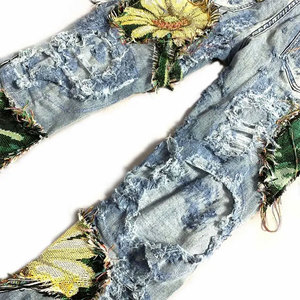 Nouveaux patchs pour hommes, pantalon baggy, taille haute, jean d'hiver avec fermeture à glissière, poche droite, coupe ample - Product Image 3