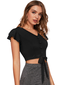 Top de boutique indio Premium negro Lo último exclusivo de alta demanda Exclusivo Cómodo Regular Ropa de fiesta Tops cortos occidentales - Product Image 6
