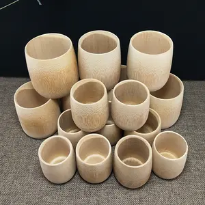 Natural Bamboo Craft Customized Logo Bamboo Cups Reusable Water Coffee Tea Bamboo Fiber Drinking Cup Ecofriendly