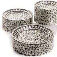 Ensemble Ramadan 2 pièces : Présentoir à gâteaux en nacre pour chocolats, plateaux de service, incrustations de nacre véritable, fait main, origine Vietnam, taille personnalisable