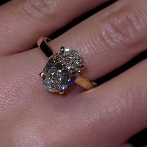 Anillo de compromiso con circonita cúbica de corte ovalado de 11x9 mm, banda con incrustaciones de diamantes, engaste de flores, chapado en oro rosa - Product Image 3