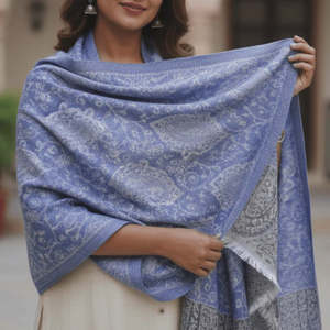 Blue <b>Silver</b> Paisley Jacquard <b>Pashmina</b> Shawl Long Winter Summer Floral Lace Shawl Cotton Polyester Cashmere Wool Logo Printing - Product Image 6
