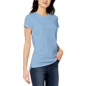 T-shirt da donna Maison Jules con orlo asimmetrico, blu, taglie XS-XXL, in jersey di cotone traspirante, con colletto a fiocco, disponibile in vestibilità aderente e ampia - Product Image 1