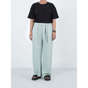 ENAPAY High Waist Regular Fit Custom logo Woven Trouser with Wide Leg Breathable <b>Summer</b> <b>Pant</b> Style - Product Image 2