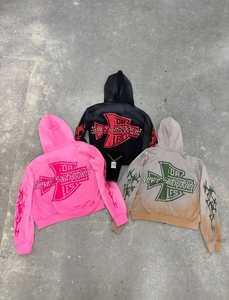 Gran oferta de sudaderas con capucha para hombre, sudaderas de peso pesado de 420g, fabricante de ropa Vintage, cremallera, lavado ácido, Sudadera con capucha de gran tamaño - Product Image 2