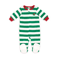 Ensemble de pyjama décontracté pour la famille Elf, motif rayé vert, pour papa, maman et bébé, fournisseur OEM fabriqué au Cambodge