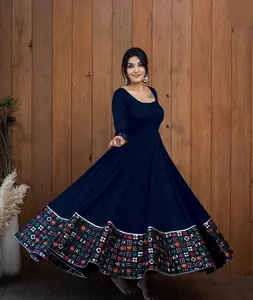印度风格派对穿花式晚礼服刺绣与低价重型库尔蒂莱亨加乔利印度风格连衣裙