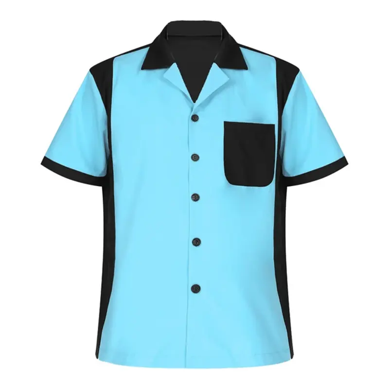 Golf Polo T-Shirt Herren Polo geknöpftes Bowling-Shirt lockeres Strand-Bowling-Shirt