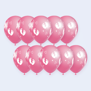 Ballons de fête fuchsia Huella, lot de 12, pour décoration de baby shower - Product Image 1
