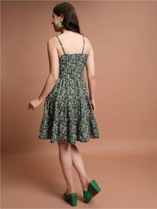 Indian Hand <b>Block</b> Floral <b>Printed</b> 100% Cotton Mini Dress New Trendy Summer Casual Wear Wedding Handmade Natural Waistline - Product Image 5