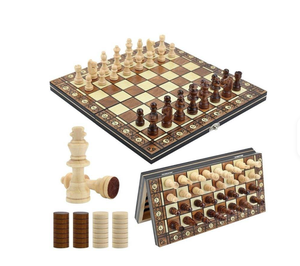 Jeu d'échecs en bois, boîte d'échecs pliable, jeu de voyage magnétique, écologique, durable pour les enfants - Product Image 2