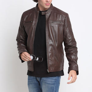 แจ็คเก็ตหนังแกะผู้ชายแบรนด์ดัง ดีไซน์เท่ห์ คอตั้ง กันน้ำ ด้านหน้าออกแบบพิเศษ สวมใส่สบาย นุ่ม นิยมสไตล์ไฮสตรีท - Product Image 1