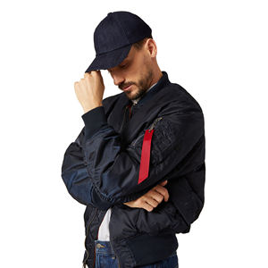Veste bomber bleu marine de style sportif, fermeture éclair, manches longues, veste de course pour homme, en matière de qualité supérieure - Product Image 1