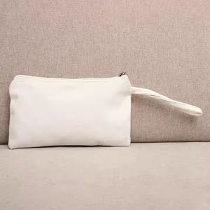 Trousse de maquillage en toile de coton vierge avec sac de rangement pour cosmétiques à fermeture éclair pochette cosmétique blanche - Product Image 2