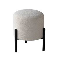 Taburete Otomano Inflable Portátil Moderno con Tela de Lana de Cordero y Estructura Metálica para Sala de Estar y Comedor, Muebles para el Hogar