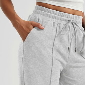 Producto en Oferta, Pantalones Deportivos de Felpa 100% Algodón para Mujer, Logotipo Personalizado, Pantalones Deportivos de Pierna Ancha para Mujer, MOQ Bajo - Product Image 6