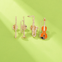Broches amusantes en émail en forme d'instruments de musique : trompette, clarinette, saxophone, violon – Épingles dorées, badge d'orchestre symphonique