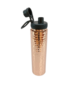 Portable 1000ml Hammered & Polished Copper <b>Metal</b> <b>Water</b> <b>Bottle</b> with Flip Open Lid for Ayurveda Drinkware Home Outdoor Office Use - Product Image 3