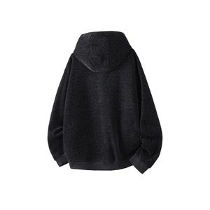 เสื้อสเวตเตอร์ถักมีฮู้ดสไตล์เกาหลีสำหรับผู้ชายเสื้อกันหนาวแบบสวมหัวทรงโอเวอร์ไซส์ลำลองให้ความอบอุ่นมีสไตล์สีทึบ - Product Image 3