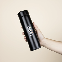 Termo Ecológico de Lujo Sostenible de 500 ml, de Acero Inoxidable Negro, Personalizable con Serigrafía, Juego de Regalo Promocional