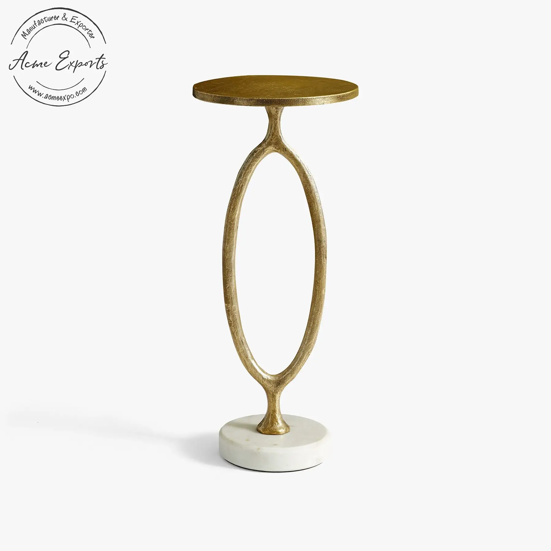 Современный современный высокий латунный столик ручной работы с мраморным основанием, используемый для классического минималистского украшения интерьера