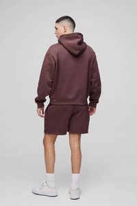 ชุดวอร์มสั้นสำหรับผู้ชายโอเวอร์ไซส์ทรงบ็อกซี่มีฮู้ดชุดวอร์มลำลองคุณภาพระดับพรีเมียมชุดระบายอากาศได้ดีและสวมใส่สบาย - Product Image 2