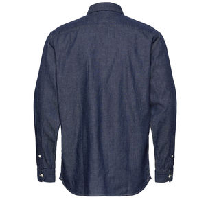 Chemise en jean à manches longues, couleur unie, respirante, boutons recouverts, durable, confortable, décontractée, vente en gros - Product Image 4