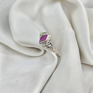 Bague en forme de marquise en argent avec rubis tendance Bague en argent léger avec pierres précieuses - Product Image 4