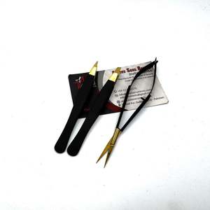 Pince à épiler à sourcils en or noir Logo personnalisé pointes pointues inclinées en acier durable pince à épiler à sourcils avec ciseaux à ressort à cils - Product Image 4