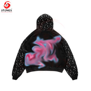 Conjunto de Sudadera con Capucha y Pantalones Deportivos Personalizados, Transpirables, Ligeros, con Pedrería, Bordado Desgastado, Estilo Vintage, para Hombre - Product Image 4