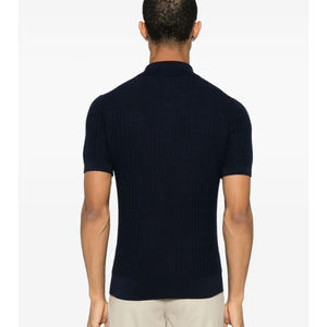 Pull de golf à manches courtes pour hommes d'affaires pull à col en V poignets côtelés Design tricoté respirant pour polos motif solide - Product Image 3