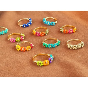 Gold Plated Bohemian Style Cluster <b>Rings</b> Pave Setting Lab Created Stones Alloy Main Material for Gift - Product Image 2