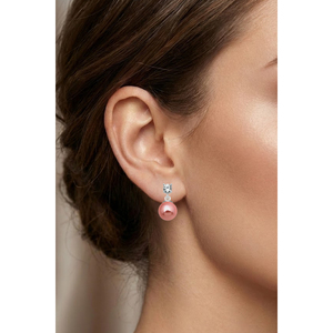 Nouveauté : Boucles d'oreilles en argent sterling 925 avec pierre de zircon de 4 mm et perle de coquille rose de 8 mm, provenant de Turquie - Product Image 4