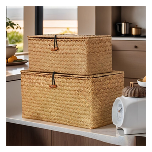 Cestas de almacenamiento de ratán hechas a mano, servicio personalizado duradero y ligero de Vietnam, caja de mimbre estética Natural - Product Image 3