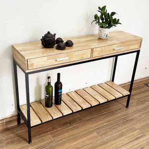 Modern Two-tier <b>Console</b> <b>Table</b> with Convertible Drawers Wooden Frame and Iron Frame <b>for</b> <b>Entry</b> Villa Hotel or Bedroom-CST045 - Product Image 2