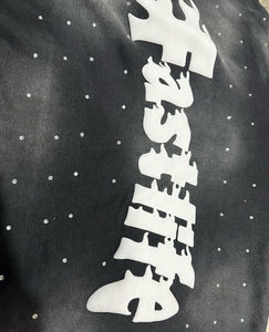 เสื้อผ้าผู้ชายมีฮู้ดแบบซิปเต็มตัวทำจากผ้าฝ้ายเกาหลีมีฮู้ดและสเวตเชิ้ตขนาดใหญ่พิเศษประดับพลอยเทียม - Product Image 4