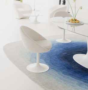 Alfombra de Lana Anudada a Mano con Degradado Azul Abstracto, Alfombra Ovalada Moderna, Alfombra Artística Contemporánea para Decoración de Sala de Estar y Dormitorio - Product Image 4