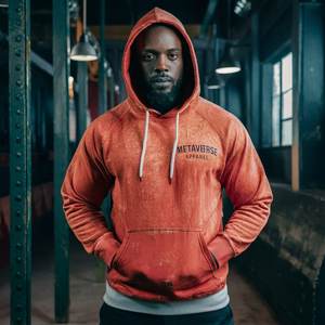 Wholesale Pullover Oversize <b>Hoodie</b> <b>Men</b> Hip Hop Cotton Blended <b>Oversized</b> Thermal Plain Pullover Hoodies With Custom Print - Product Image 5