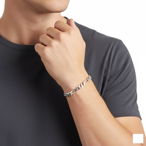 Pulsera de Cadena Figaro Chapada en Oro de Plata de Ley 925, Clásica, Unisex, Moderna, de Alta Calidad, Joyería de Moda, Regalo para Fiestas - Product Image 2