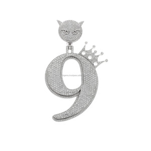 Premium Custom 10K Yellow Gold Pendant Natural 12.66 Ct. Brilliant Cut Diamond <b>Name</b> <b>Plate</b> Hip Hop Style Diamond Pendants Charms - Product Image 1