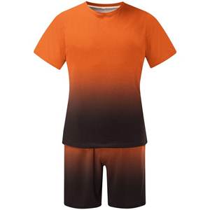 Survêtement d'été à manches courtes pour hommes, tenues 2 pièces de grande taille avec chemise de jogging à capuche et short court avec poches - Product Image 5