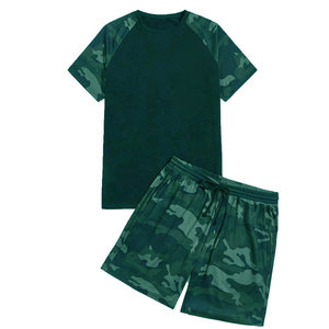 T-shirt à manches raglan respirant et à séchage rapide pour hommes, short à la taille et à cordon de serrage, ensemble de vêtements de sport 2 pièces, OEM - Product Image 5