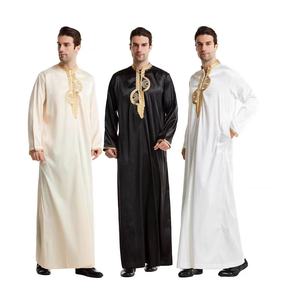 Buena calidad tradicional musulmán Casual Jubba estilo transpirable manga larga árabe liso islámico hombres de talla grande Thobes - Product Image 6