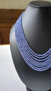 Collar de cuentas de piedras preciosas de tanzanita de 8 capas, collar de piedra Natural de calidad superior Rondelle facetado - Product Image 5
