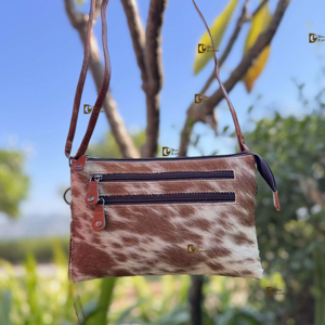 Bolso de Mano de Cuero Vacuno con Pelo, Estilo Bohemio Gitano, Vintage, Hecho a Mano, Estilo Occidental, Multiusos - Product Image 1