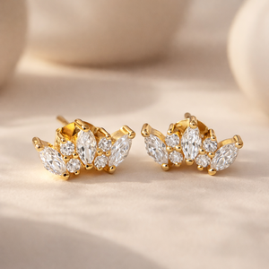 ต่างหูเพชรทรงมาร์คีส์สามเหลี่ยม - Product Image 3