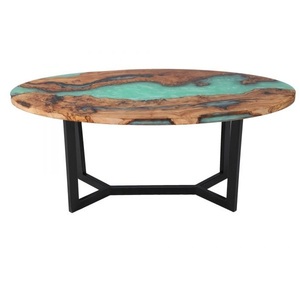 Mesa de centro sostenible decorativa curvada a mano, mesa de madera con acabado de resina para el hogar, restaurante, muebles, decoración, mesa de centro - Product Image 1