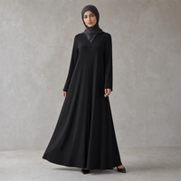 Premium Lüks Müslüman Abaya Dubai Kadın Tesettür Elbise Tam Kapalı A Kesim Ayak Bileği Boyu V Yaka Esnek Örme Fabrika OEM