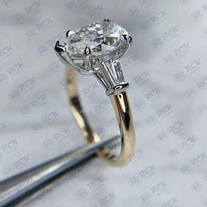 3.00 CTW poire coupe trois pierres Moissanite bague pour femmes/fiançailles côté baguette coupe 925 bague en argent Sterling pour les femmes - Product Image 4