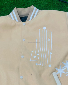 Chaqueta universitaria de invierno de lana transpirable con logotipo personalizado al por mayor, chaqueta de cuero bordada con manga de chenilla para hombres y mujeres, talla XL de otoño - Product Image 1